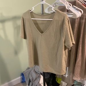 Tan waffle knit top